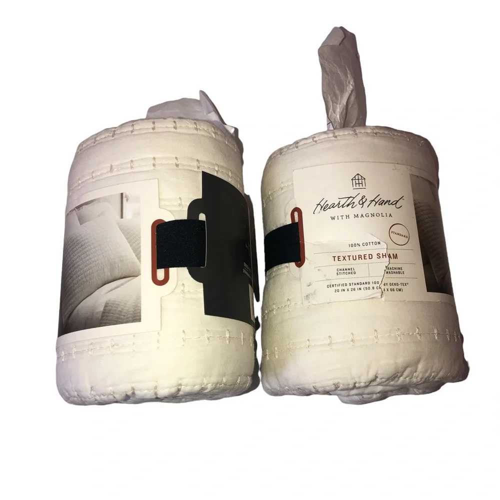 2 Hearth & Hand Magnolia Standard Solid Texture Pillow Shams Chip Joanna Gaines - Picture 7 of 10